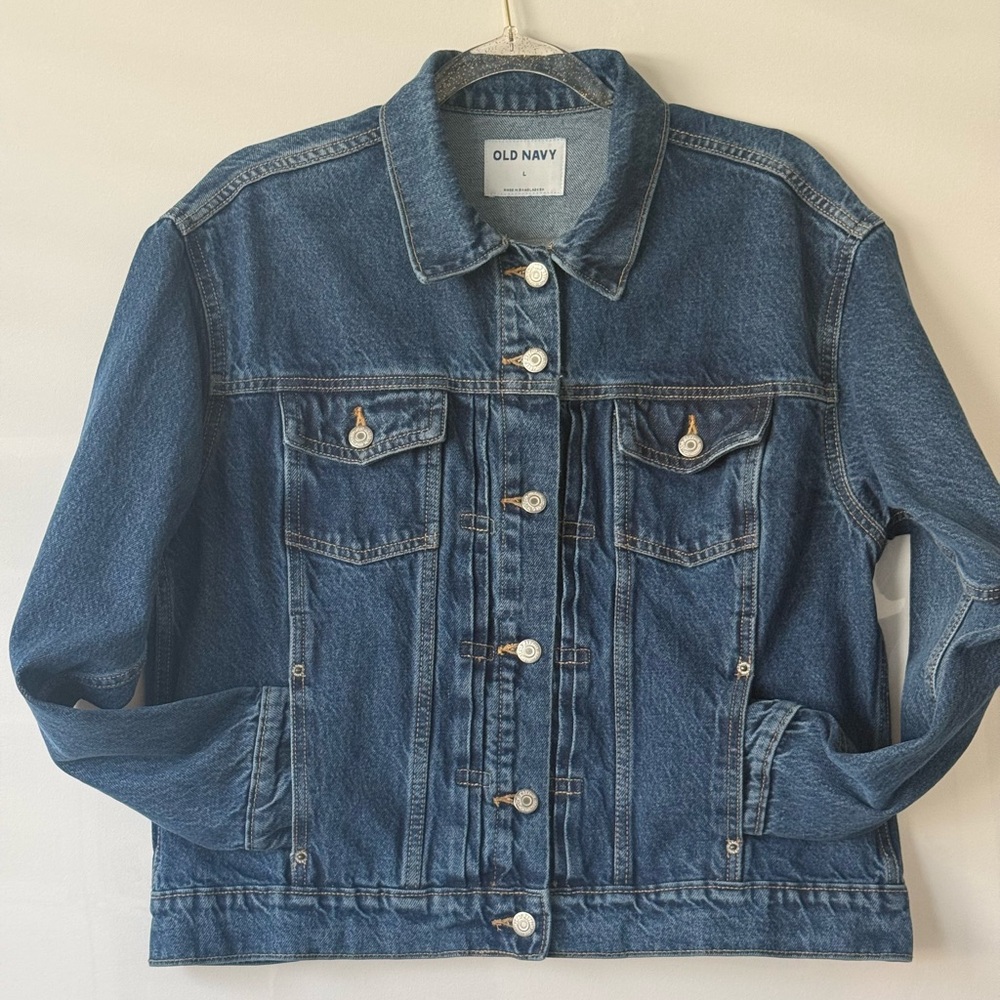 Old Navy Dark Blue Denim Jacket with Button Front